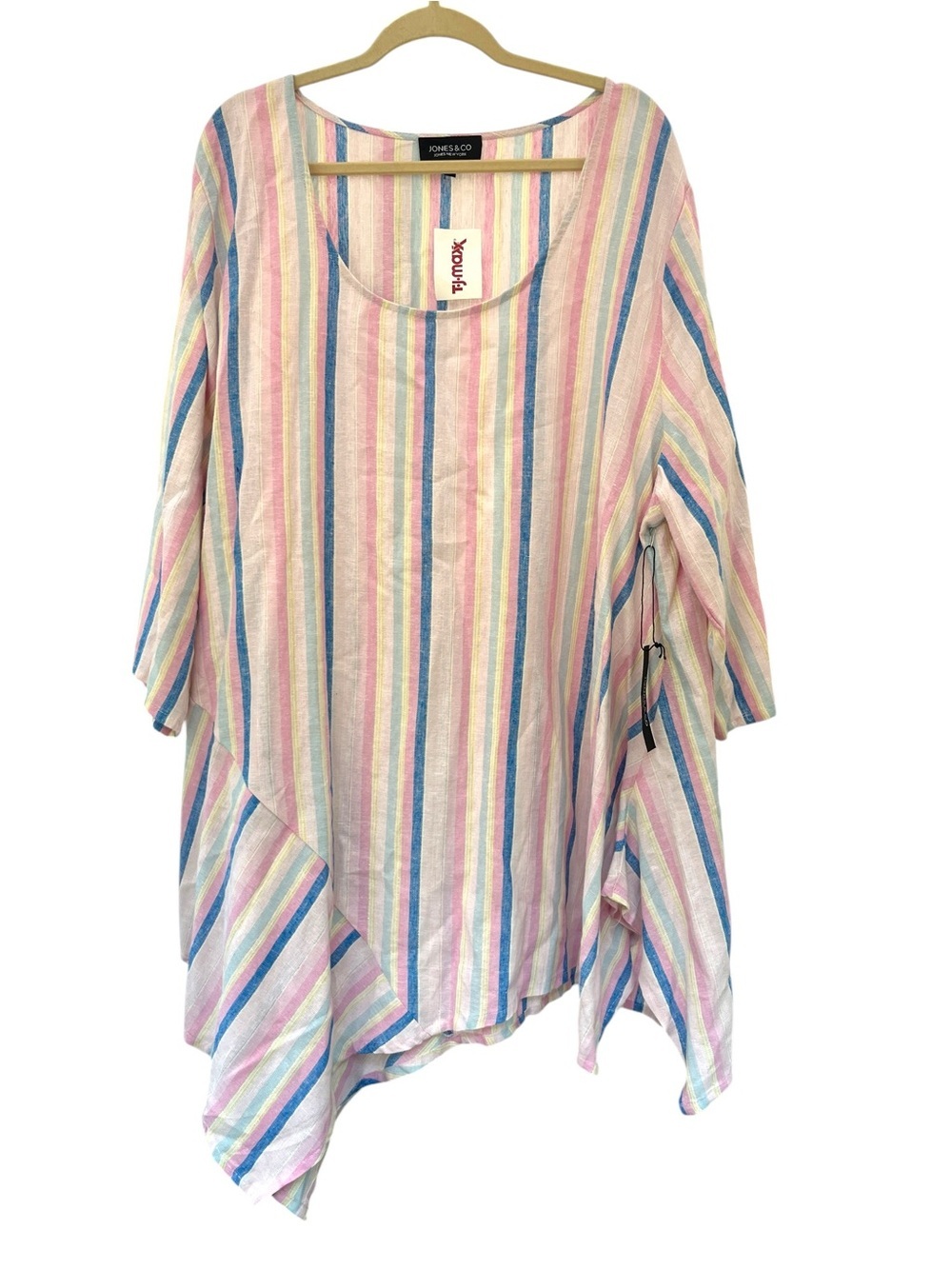 NWT Jones New York JNY Linen Blend Tunic Size 3X Blouse 3/4 Sleeve Striped